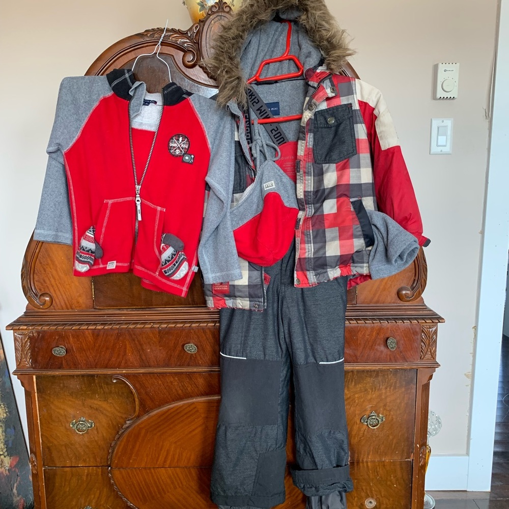 Souris Mini Snow Suit Boy T5 adjustable,polar sweater,hat,turtle neck,Gloves